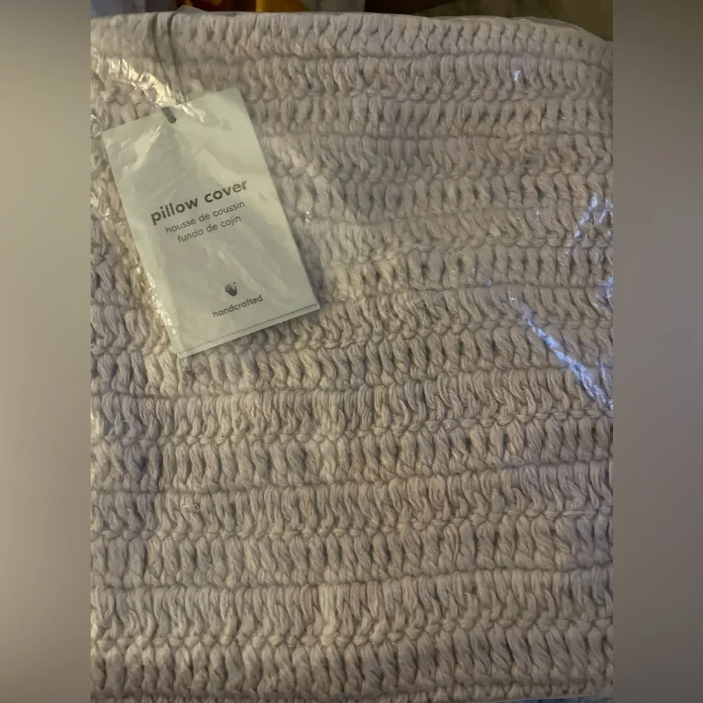 West Elm Crochet Linen Cushion Cover 20x20 Boho MCM